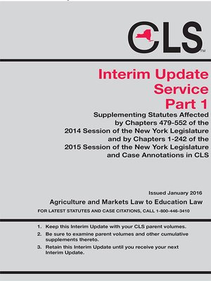 cover image of New York Consolidated Laws Service (CLS) Interim Update Service